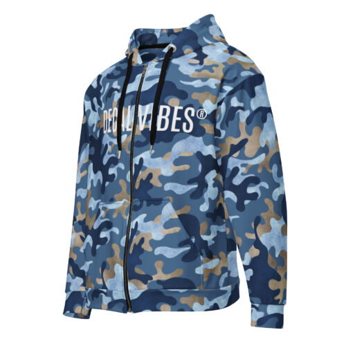 DECALVIBES Herren Zip Hoodie Kapuzenpullover Max Blue Camouflage