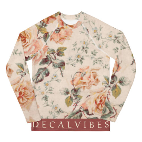 DECALVIBES Mädchen Rash Guard Compression Langarmshirt für Jugendliche Ultimate Oldschool Roses
