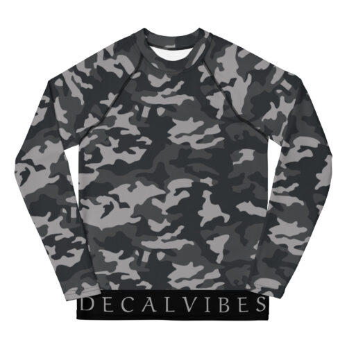 DECALVIBES Mädchen Rash Guard Compression Langarmshirt für Jugendliche Ultimate Greyness Camouflage