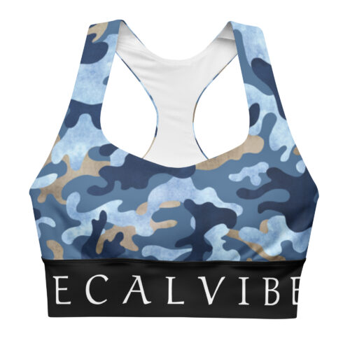 DECALVIBES Longline Sports Bra Sport BH Ultimate Blue Camouflage