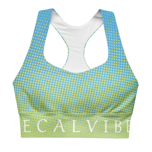 DECALVIBES Longline Sports Bra Sport BH Ultimate Fading Blue & Green Dots