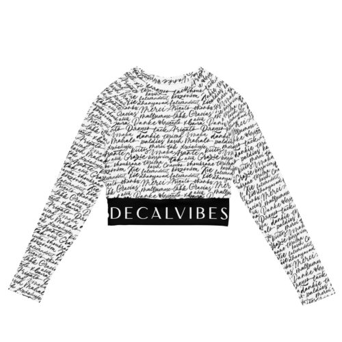 DECALVIBES Crop Top mit langen Ärmeln Ultimate Multilingual Calligraphy