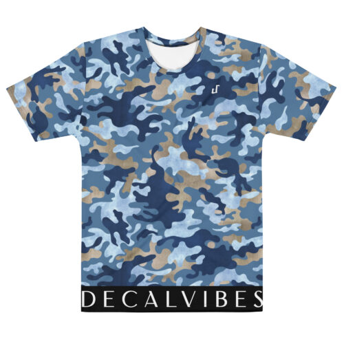 DECALVIBES Herren T-Shirt aus Baumwolle mit Rundhalsausschnitt Ultimate Blue Camouflage