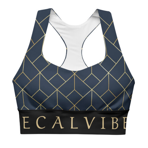 DECALVIBES Longline Sports Bra Sport BH Ultimate Golden Grid Navy