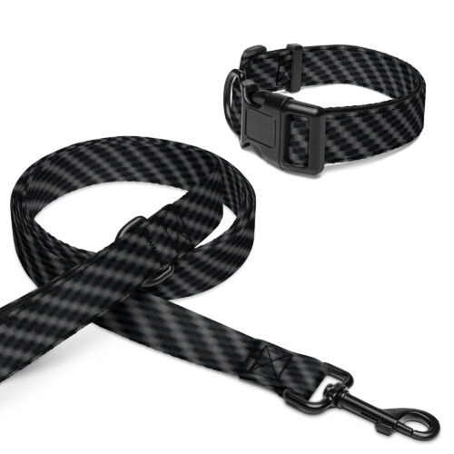 DECALVIBES Hunde Halsband und Leine 183 cm Set Carbon